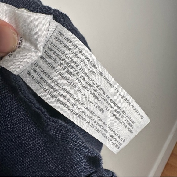 Abercrombie | Navy Blue Embroidered Anchors Linen Button Down Shirt Size S - Picture 5 of 8